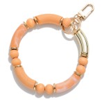 Wholesale acrylic Tube Keyring Wooden Beads Gold Accents Diameter