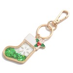 Glitter Filled Snowflake Stocking Keychain.

- Approximately 5" L