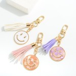 Wholesale resin Flake Smile Keychain Tassel Charm L