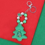 Wholesale beaded Christmas Key Ring Metal Beads Stuffed Christmas Tree L