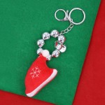 Wholesale beaded Christmas Key Ring Metal Beads Stuffed Santa Hat L