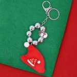 Wholesale beaded Christmas Key Ring Metal Beads Stuffed Santa Hat L