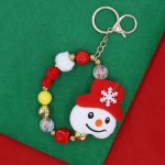Wholesale beaded Christmas Key Ring Poms Felt Beads Stuffed Snowman L
