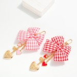 Wholesale chain Link Bag Charm Heart Charms Plaid Bow L