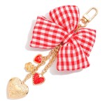 Wholesale chain Link Bag Charm Heart Charms Plaid Bow L