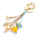 Wholesale beach Key Ring Fish Pearls Gold Charms L