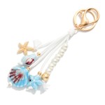 Wholesale beach Key Ring Shells Pearls Gold Tones L