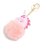 Wholesale puffy Unicorn Faux Fur Pom Key Ring L