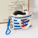Wholesale classic structured mini handbag bold nautical stripe pattern embroide