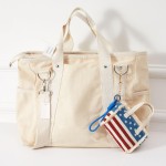 Wholesale compact structured mini handbag bold all American flag print top hand