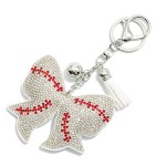 Wholesale rhinestone Studded Puffer Sports Ball Bow Keyring Tassel L