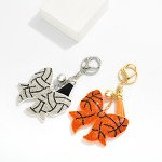 Wholesale rhinestone Studded Puffer Sports Ball Bow Keyring Tassel L