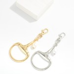 Wholesale large Metal Horsebit Baroque Pearl Bag Charm L