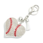 Wholesale rhinestone Studded Puffy Sports Ball Heart Keyring Tassel L