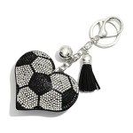 Wholesale rhinestone Studded Puffy Sports Ball Heart Keyring Tassel L
