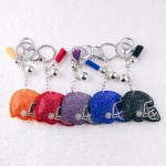 Wholesale football helmet pillow keychain bag charm rhinestone details tassel ac