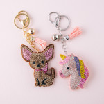 Wholesale rhinestone studded chihuahua plush keychain