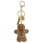 Rhinestone studded Christmas character plush keychain. Approximately 6" in length.