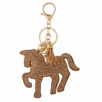 Wholesale stone rhinestone plush horse keychain holder tassel detail overall Hor