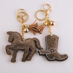 Wholesale stone rhinestone plush horse keychain holder tassel detail overall Hor