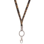 Wholesale rhinestone leopard print lanyard keychain holder L