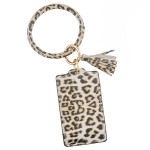 Wholesale pU Leather Snakeskin Slim Minimalist Card Wallet Key Ring Bangle funct