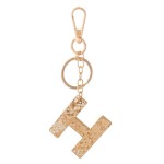 Wholesale brown Metallic Faux Leather Snakeskin Initial KeyChain Initial L