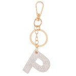 White Metallic Faux Leather Snakeskin Initial KeyChain.

- Initial approximately 2" 
- Approximately 5" L 