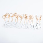 Wholesale white Metallic Faux Leather Snakeskin Initial KeyChain Initial L