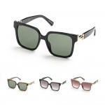 Wholesale large Square Sunglasses Gold Details Assorted Colors UVA UVB UV Protec