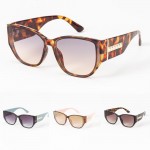 Wholesale round Cateye Sunglasses Gold Punk Rivet Detail Assorted Colors UVA UVB