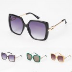 Wholesale retro Oversize Square Sunglasses Hollow Metal Oval Detail Assorted Col
