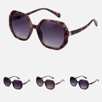 Wholesale oversize Rounded Octagon Sunglasses Pack Assorted Colors UVA UVB Prote