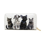Wholesale dog Cat Print Long Wallet Zip Closure Full Bill Card Coin Departments
