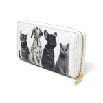 Wholesale dog Cat Print Long Wallet Zip Closure Full Bill Card Coin Departments