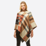 Wholesale women s Multicolor Plaid Print Poncho One fits most L Acrylic