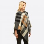 Wholesale women s Multicolor Plaid Print Poncho One fits most L Acrylic