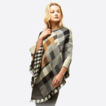 Wholesale women s Multicolor Plaid Print Poncho One fits most L Acrylic