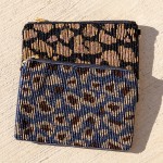 Wholesale quality Seed Beaded Leopard Print Crossbody Zipper closure One inside