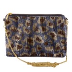 Wholesale quality Seed Beaded Leopard Print Crossbody Zipper closure One inside