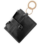 Wholesale faux leather slim minimalist card coin keychain wallet Zipper coin pou