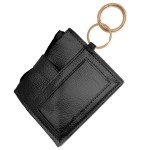 Wholesale faux leather slim minimalist card coin keychain wallet Zipper coin pou