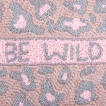 Wholesale quality Be Wild leopard print seed beaded crossbody clutch Open Cotto