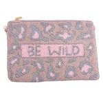Wholesale quality Be Wild leopard print seed beaded crossbody clutch Open Cotto
