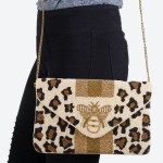 Wholesale quality designer inspired leopard print Bee crossbody clutch Open lin