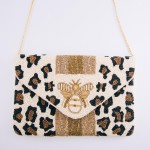 Wholesale quality designer inspired leopard print Bee crossbody clutch Open lin