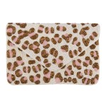 Wholesale ivory Pink Leopard Print Seed Beaded Canvas Crossbody Clutch Fold Flap