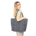 Wholesale leopard Print Canvas Tote Bag Top Zipper Closure Open Lined Inside Ins