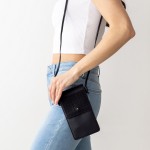 Wholesale faux Leather Cross Body Bag Inside Pocket Snap Closure Clear Back Pock