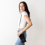 Wholesale faux Leather Cross Body Bag Inside Pocket Snap Closure Clear Back Pock